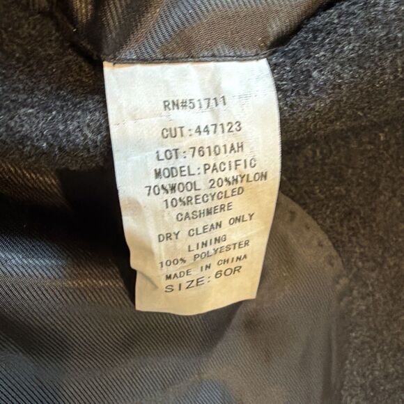 Calvin Klein Men Black Wool Cashmere 3 Button Overcoat Sz 60R Pacific 51711 - Picture 14 of 16